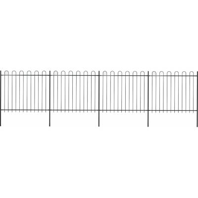 OMAXI Zahradní plot s obloukem nahoře ocelový 671 x 150 cm černý 710983