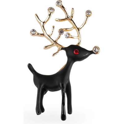 Stoklasa Vánoční brož s broušenými kamínky sob 2 černá