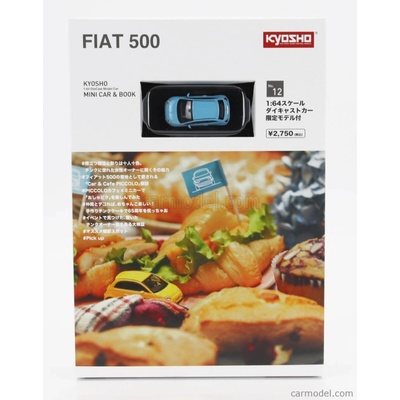 Kyosho Fiat Nuova 500 2007 With Book Světle Modrá 1:64