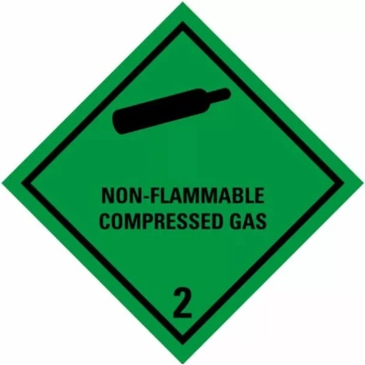 ADR nálepka samolepící - třída 2.2 NON FLAMMABLE COMPRESSED GAS č. 2 - černá lahev (10 x 10 cm)