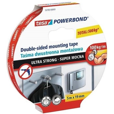 tesa Powerbond Ultra Strong obojstranná montážna páska 5 m x 19 mm biela