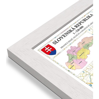 Excart Maps Slovensko - nástěnná mapa PSČ 135 x 90 cm Varianta: mapa v dřevěném rámu, Provedení: Pegi bílý