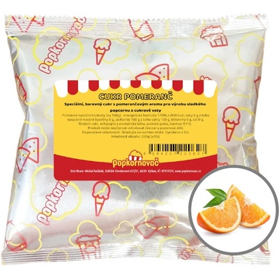 Popkornovač.cz Cukor s príchuťou pomaranča na sladký popcorn a na cukrovú vatu 200 g