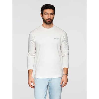 Ombre Clothing Мъжка памучна тениска с дълъг ръкав и кръгло деколте - бяла V3 OM-LSPT-0136 Ombre Clothing Ombre Clothing | Byal | МЪЖЕ | S