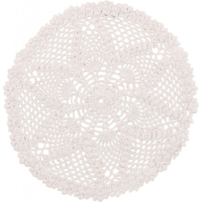 J-Line by Jolipa Bílé bavlněné kulaté prostírání krajka Lace white Ø 32x0,5cm