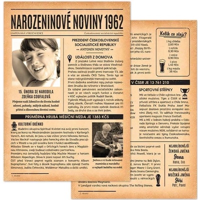 Narozeninové noviny 1962 - jednostranné až čtyřstranné