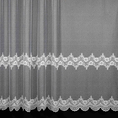 Brilltex Ventura žakárová 54269, květinový vzor, s bordurou, bílá, výška 160cm (v metráži)