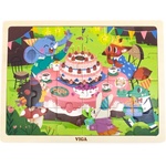Viga Toys Дървен пъзел Viga - Рожден ден в гората, 24 части (44644) - baby