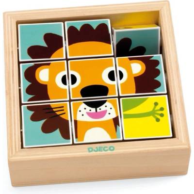 DJECO Wooden Block Puzzle Animals играчка сортер 2y+