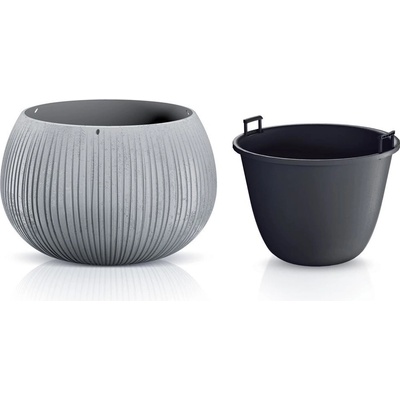 Prosperplast sivý kvetináč plastový Betón Bowl průměr 37 cm