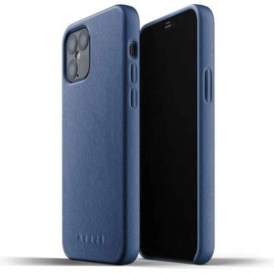 Mujjo Full Leather Case - кожен (естествена кожа) кейс за iPhone 12, iPhone 12 Pro (син)