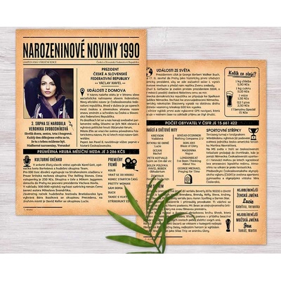Narozeninové noviny 1990 – jednostranné až čtyřstranné