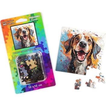 WoodMix Puzzles Дървен пъзел WoodMix, Кучета, 40 части - Бийгъл (WM-P40-0022)