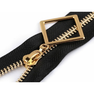 Kovový zip No 5 délka 60 cm s ozdobným jezdcem - černá