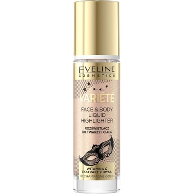 Eveline Cosmetics Variété tekutý rozjasňovač na tvár a telo 01 Sparkling Wine Gold 30 ml