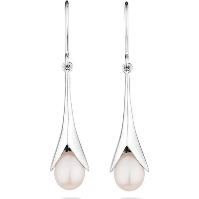 Swan Сребърни обици със сладководни бели перли IE0342W Swan