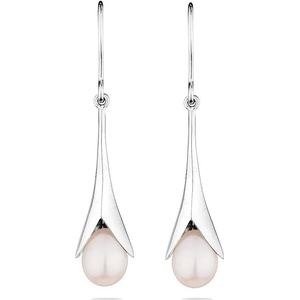Swan Сребърни обици със сладководни бели перли IE0342W Swan