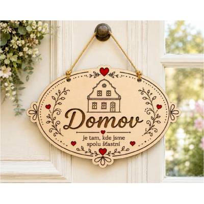 Dekorace z Řečice Dřevěná cedulka "Domov"