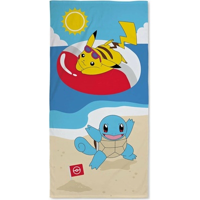 Halantex Plážová osuška Pokémoni - motív Pikachu a Squirtle - licencia Nintendo 70 x 140 cm