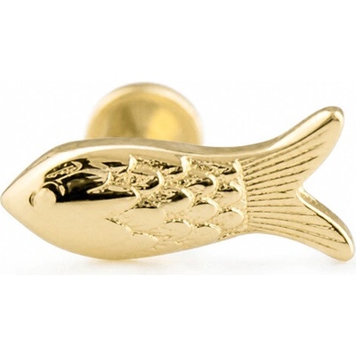 Lillian Vassago Zlatý piercing labreta s motívom ryby LLV92-GPI046LB
