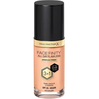 MAX Factor FaceFinity Фон дьо тен 3 в 1 All Day Flawless, SPF20, N75 Golden, 30 ml