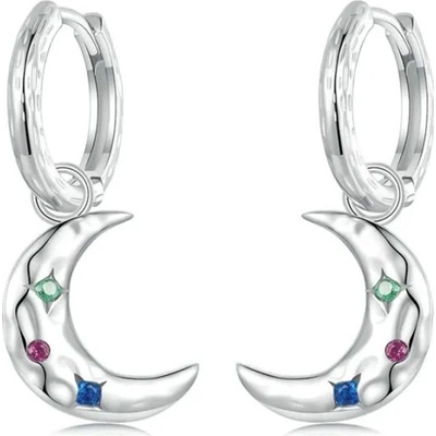 Grace Silver Jewellery stříbrné náušnice s barevnými zirkony ve tvaru měsíce E-SCE1778/249 stříbrná