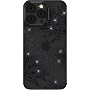 Image 1 of DEVIA Кейс за Iphone 14 Pro Max, на есенни листа с диаманти, черен - Devia