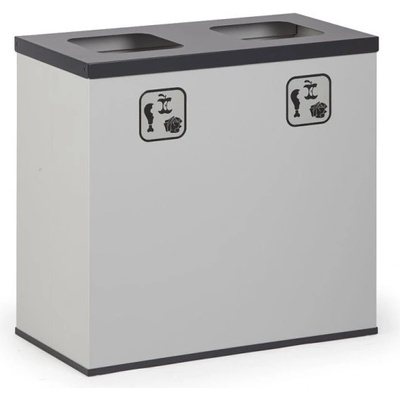 Alfa 3 Smetný kôš na triedenie odpadu 2x 42 l, stojan na vrecia, sivá/tmavo sivá