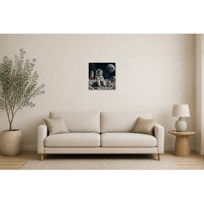Obraz na plátně – Malý astronaut s plyšovým kamarádem 50 × 50 cm – Hledejceny.cz