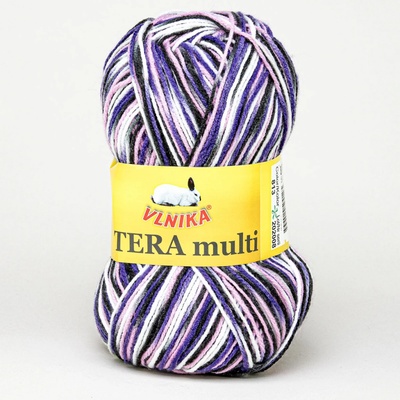 Pletací příze Vlnika TERA MULTI 813 fialová, melírovaná, 100g/300m
