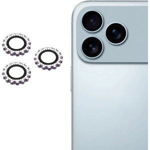  Стъклен Протектор за камера с камъни за камерите на iPhone 17 Pro Max / 17 Pro, тъмно лилав