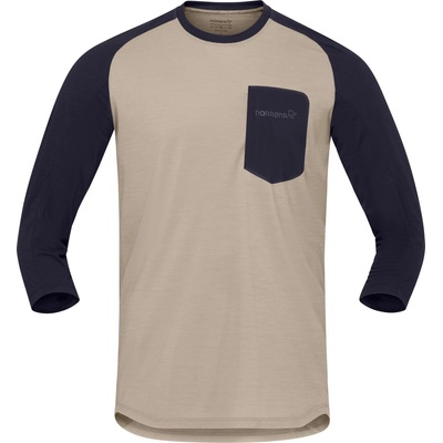 Norrøna Мъжка фланелка с дълъг ръкав за колоездене Norrøna Skibotn Equaliser Merino 3/4 T-Shirt Cycling jersey - Winter Twig / Caviar Black (056-3663-0412)