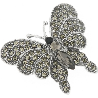 Biju brož motýl s broušenými kamínky černá 9001687-1