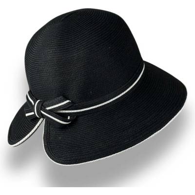 Krumlovanka dámský slaměný klobouk Cloche letní rolovací KM-009 černý