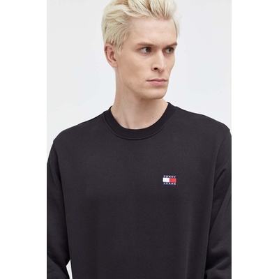 Tommy Hilfiger Памучен суичър Tommy Jeans в черно с изчистен дизайн DM0DM17986 (DM0DM17986)