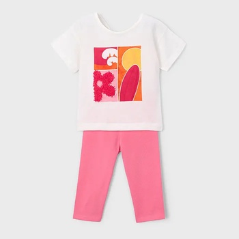 Mayoral Комплект клин къс розов и бяла тениска за мини момиче Mayoral