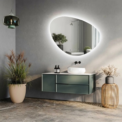 Alfaram Kúpeľňové zrkadlo nepravidelného tvaru s osvetlením - OBSYDIAN LED 145x110