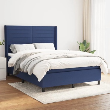 vidaXL Боксспринг легло с матрак, синьо, 140x200 см, плат (3131519)