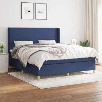 vidaXL Боксспринг легло с матрак, синьо, 160x200 см, плат (3131847)