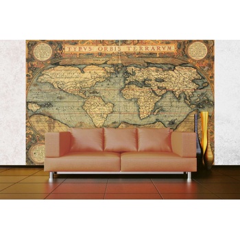 DIMEX ART s. r. o Самозалепваща се флизелинова фототапета репродукция на стара карта ii. 375 x 250 см