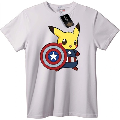 NOONEBRAND Тениска Pikachu Капитан Америка - XXS, Black