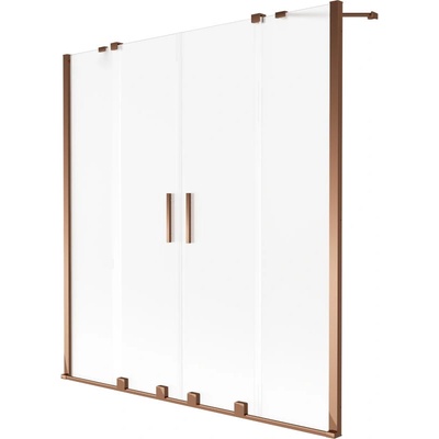 Mexen Velar Duo двукрилен плъзгащ се параван за вана 150 x 150 cm, матирано, розово злато - 896-150-000-32-60 (896-150-000-32-60)