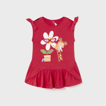 Mayoral Рокля трикотаж play в цвят диня за бебе момиче Майорал