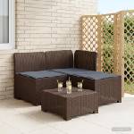 vidaXL Пейка за градина с Cushions във вид на ратан 3-местен ПП Кафяво (8011895)