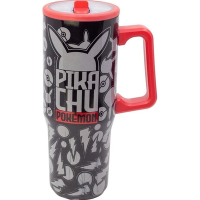 Pokémon termohrnek s brčkem a uchem Pikachu 920 ml