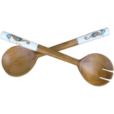 SEA Club Salátové servírovací misky - Mořský koník, mangové dřevo se smaltem, D: 30 cm sada/2 ks 9765