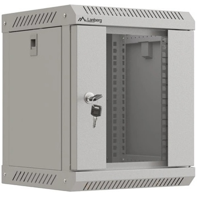 Lanberg Комуникационен шкаф, Lanberg rack cabinet 10" wall-mount 6U/300x300 (flat pack) with glass door grey (WF11-3306-10S)