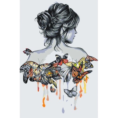 MALUJEŠ Malování podle čísel MOTÝLÍ ŽENA Rozměr 60 x 80 cm Rámování bez rámu a bez vypnutí plátna