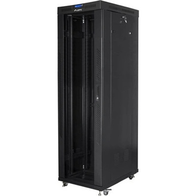 Lanberg Комуникационен шкаф Lanberg FF01-6042-12BL, 19", 42U, 212.7 x 100 x 60 cm, товароносимост до 1200кг, термостат, черен (FF01-6042-12BL)