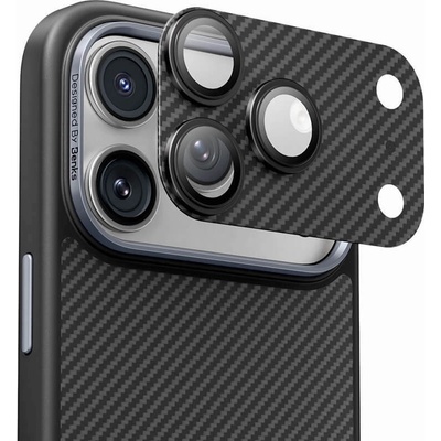 Benks Предпазни стъклени лещи с цяла кевларна плочка за камерата на iPhone 17 Pro Max - Benks ArmorWarrior Aramid Lens Protector Tempered Glass 600D (карбон) (BK70)